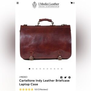 I Medici Firenze Cartellone Indy Italian Leather Briefcase Laptop Bag 17” Brown